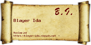 Blayer Ida névjegykártya